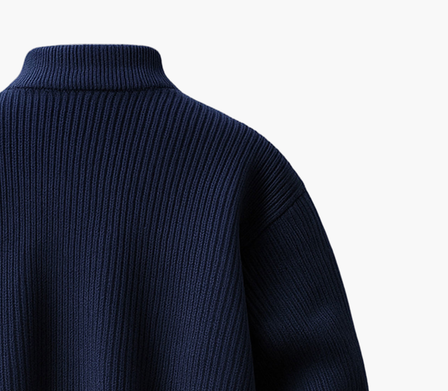 Men’s Oversized Striped Knit Sweater – Half-Zip Winter Coat