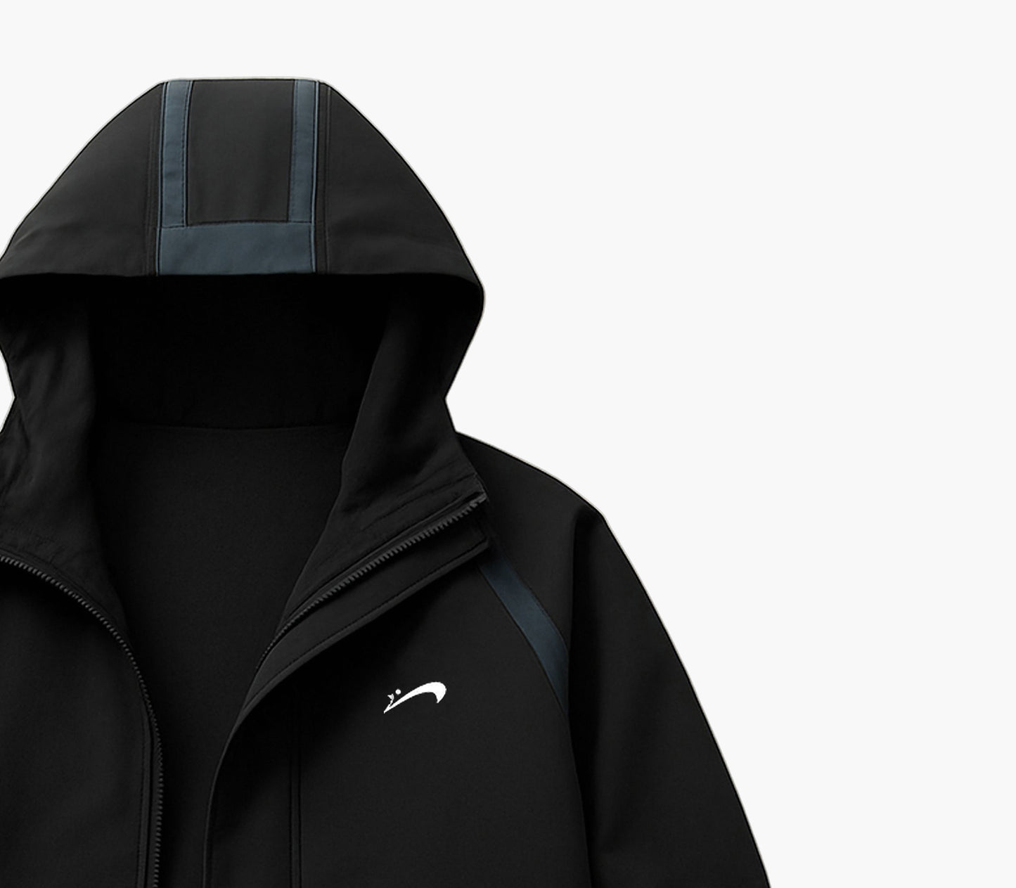 Men’s Hooded Zip-Up Jacket – Casual White with Black Accents