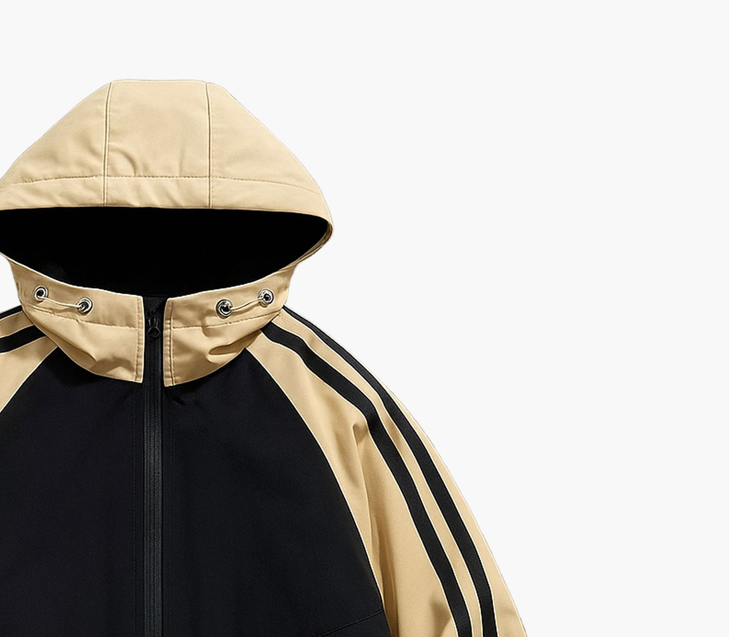 Men’s Color Block Hooded Jacket – Loose Fit Zip-Up with Pockets for Streetwear