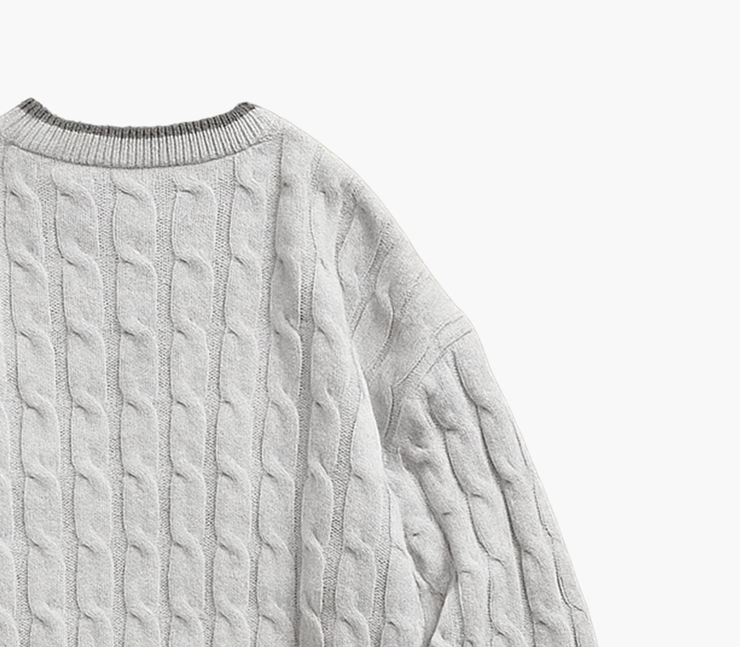 Men’s Navy Crewneck Sweater – Cable-Knit Long Sleeve Pullover for All Seasons