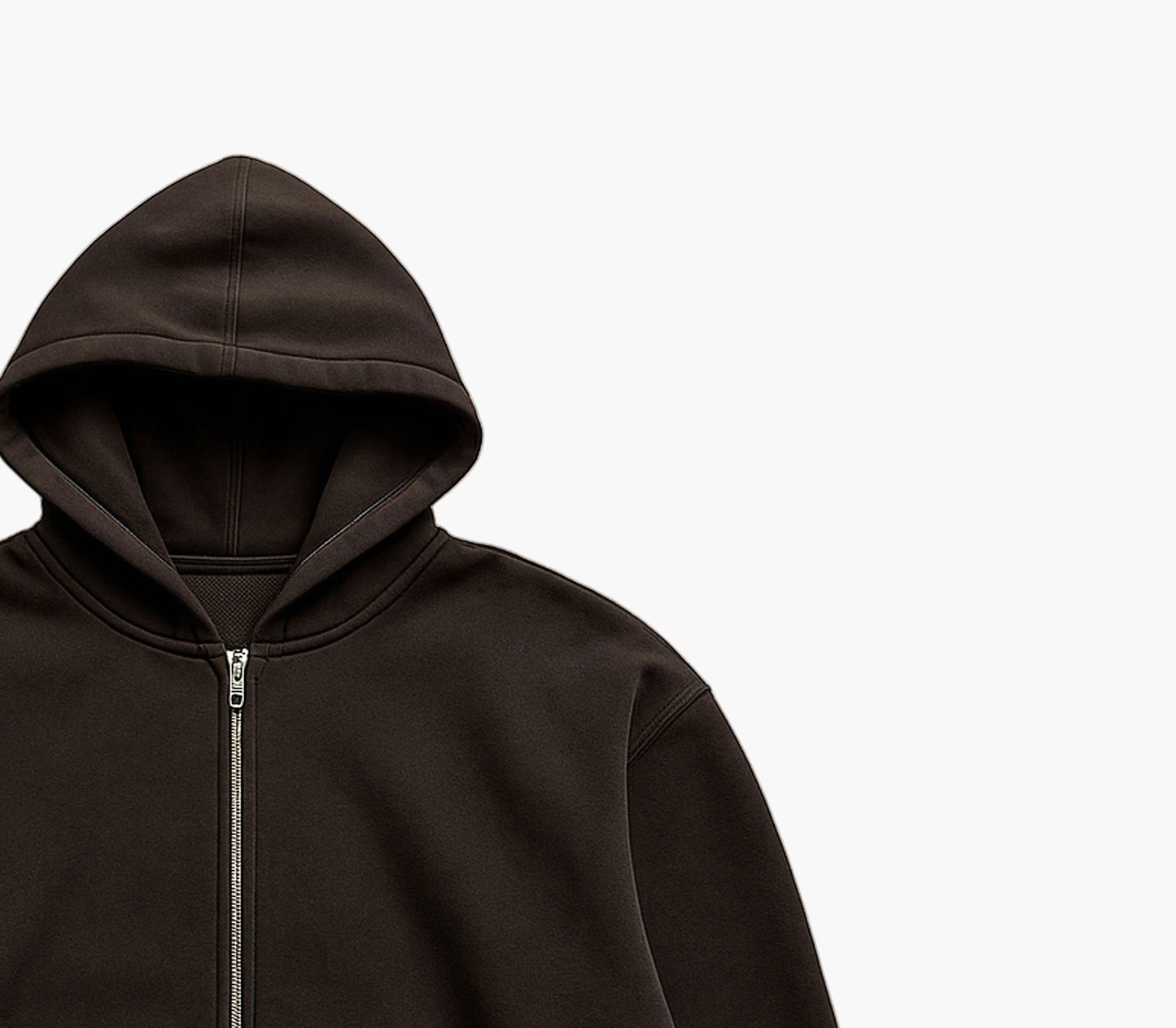 Men’s Full-Zip Hooded Jacket – Oversized Brown Casual Outerwear