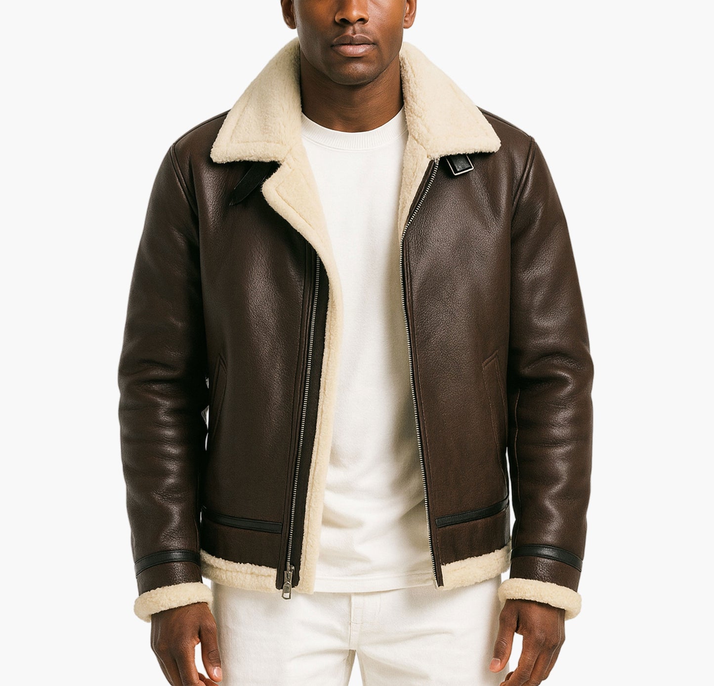 Men’s Casual Fleece-Lined Bomber Jacket – Zip-Up Outerwear