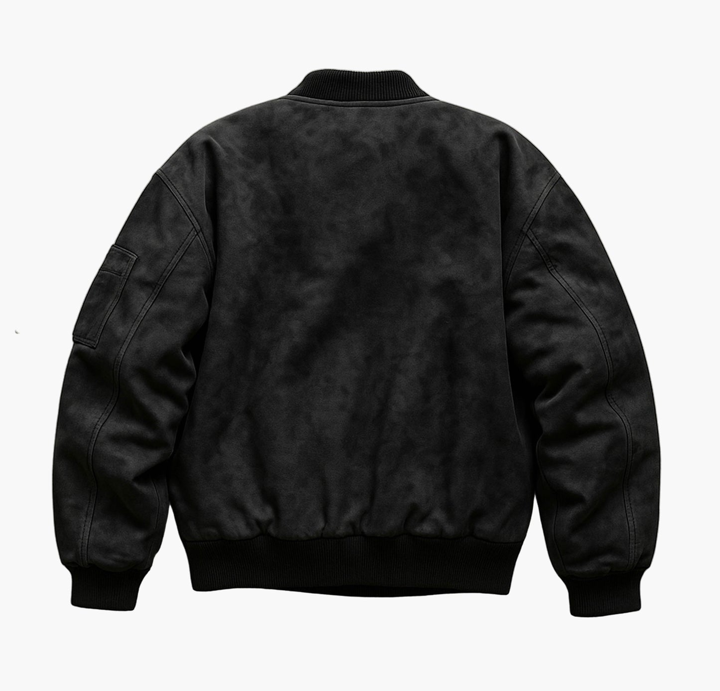 Men’s PU Leather Bomber Jacket – Double Zipper Design, Baseball Collar, and Pockets