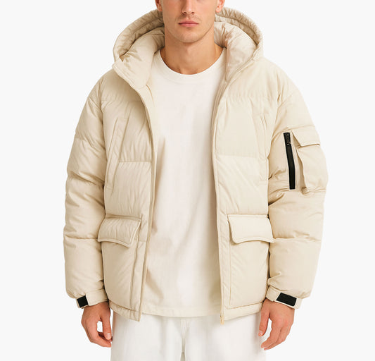 Men’s Hooded Down Jacket – Windproof Winter Coat with Duck Down