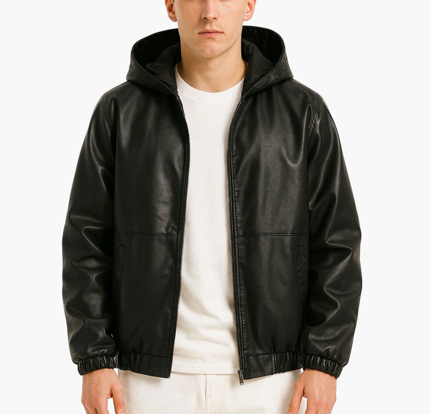 Men’s PU Hooded Jacket – Full-Zip Softshell Outerwear