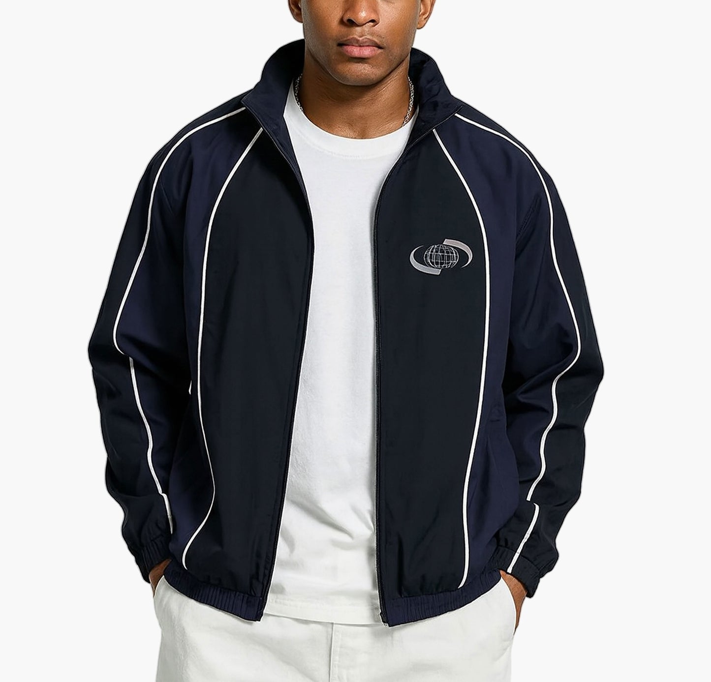 Men’s Reflective Sports Jacket – Breathable Zip-Up Windbreaker for Outdoor Activities