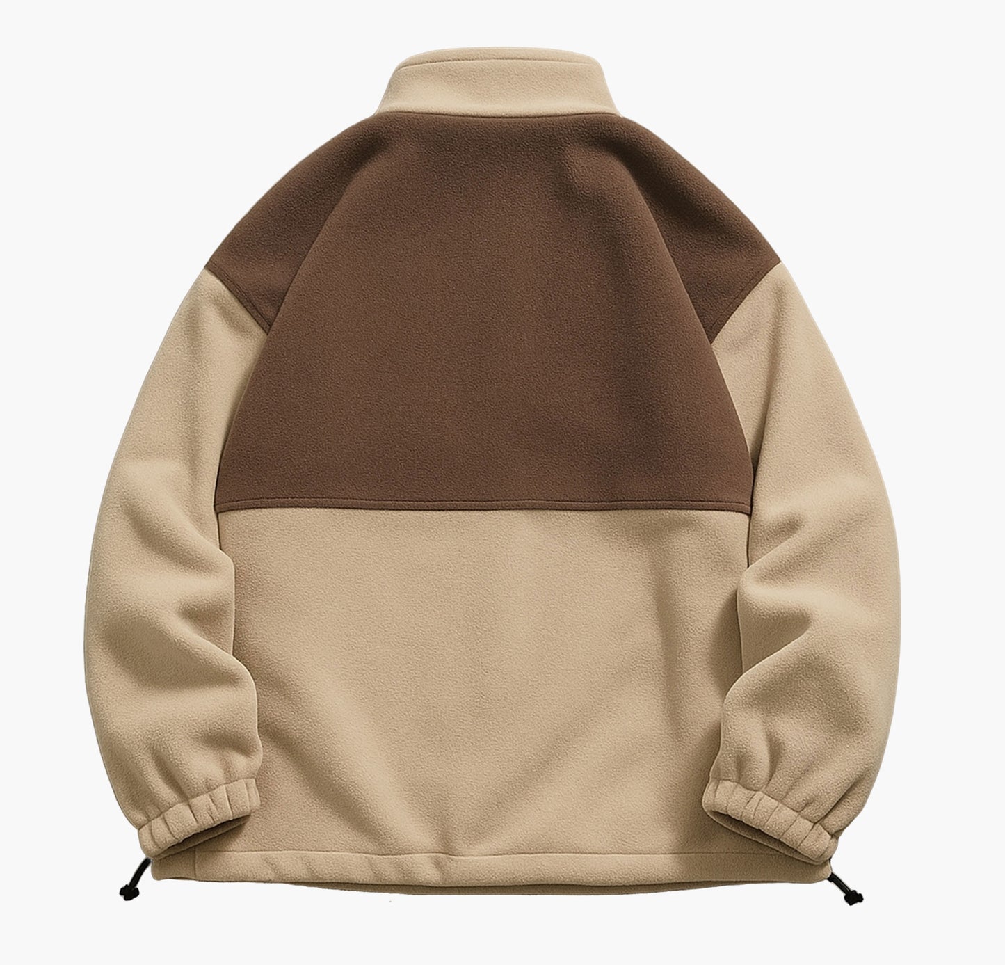 Men’s Black & Gray Color Block Jacket – Zip-Up Casual Coat with Stand Collar