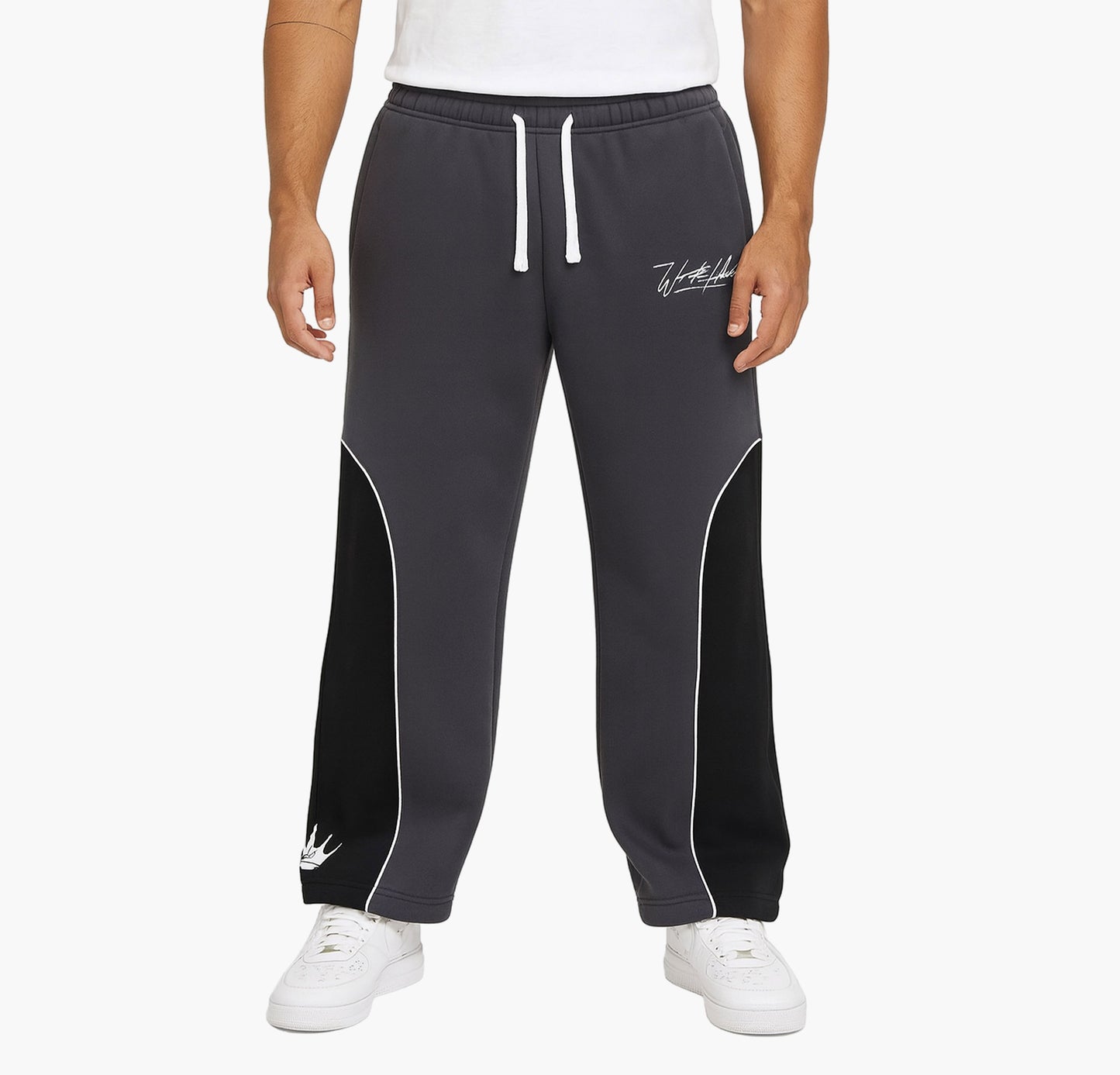 Y2K Street Style Joggers – Color Block Pants with Letter Embroidery & Drawstring Waist