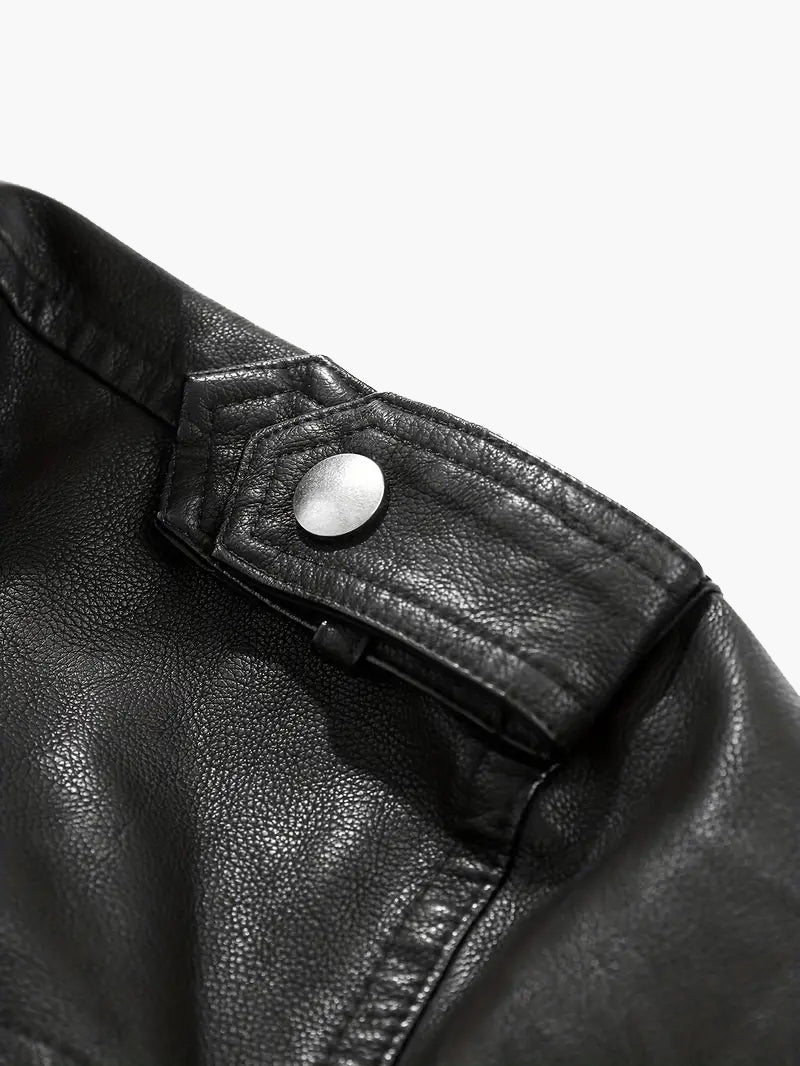 Men’s Hooded Jacket – Full-Zip Motorcycle & Casual Coat with Button Closure