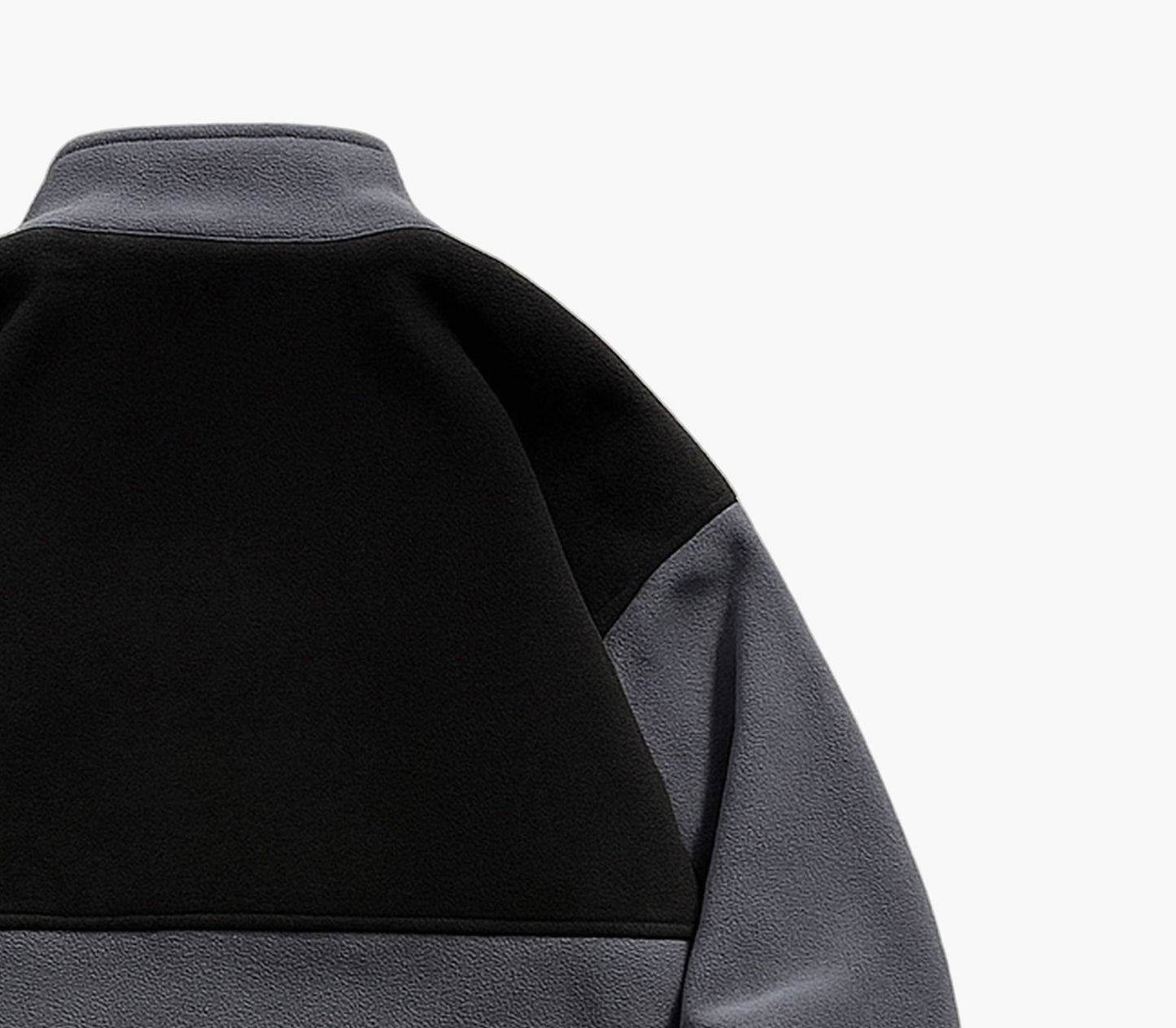 Men’s Color Block Jacket – Black & Gray Zip-Up Casual Coat with Stand Collar