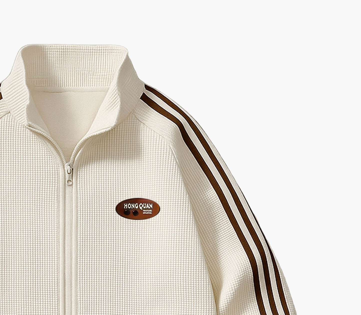 Men’s Lightweight Bomber Jacket – Black Zip-Up with White Stripes & Logo