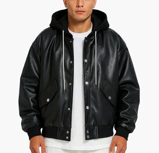 Men’s Black Softshell Motorcycle Jacket – Button-Up Casual Fall/Winter Outerwear