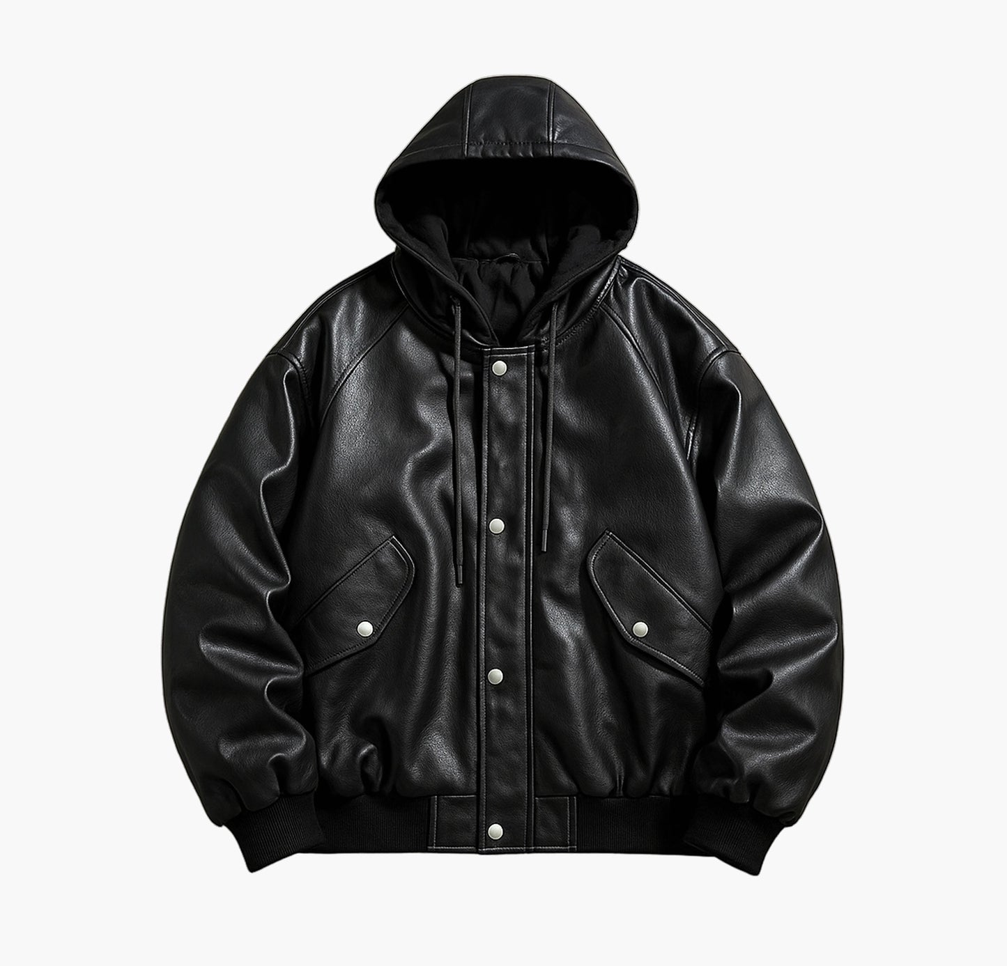 Men’s Black Softshell Motorcycle Jacket – Button-Up Casual Fall/Winter Outerwear