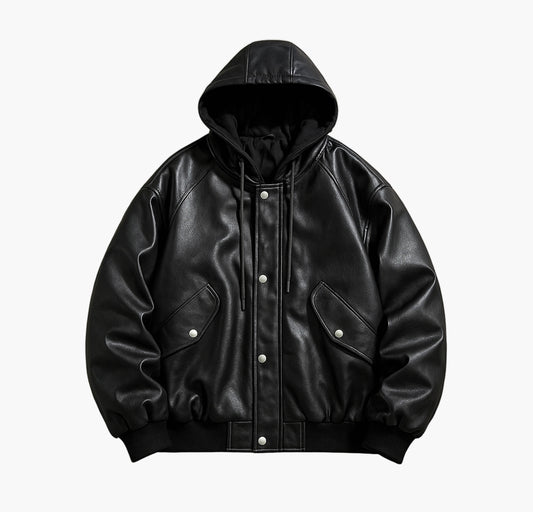 Men’s Black Softshell Motorcycle Jacket – Button-Up Casual Fall/Winter Outerwear