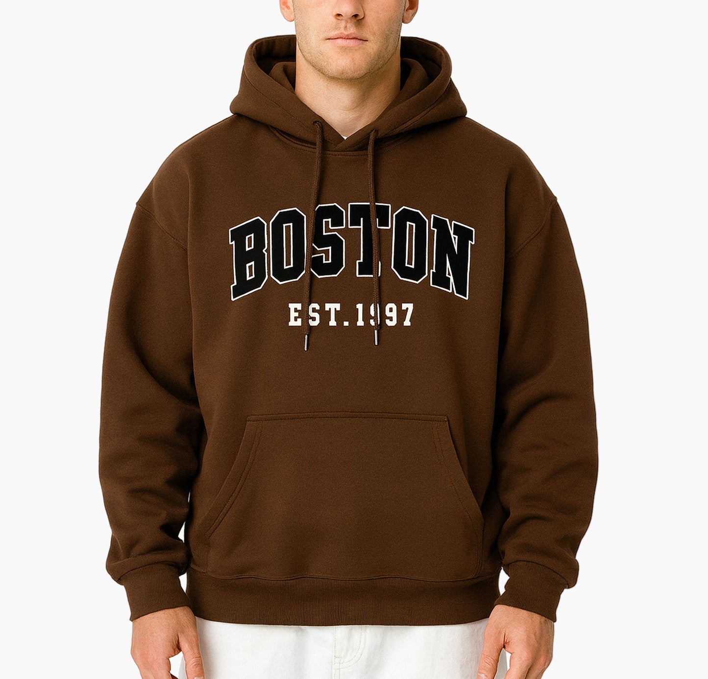 Men’s Black “BOSTON EST. 1997” Hoodie – Casual Pullover Sweatshirt