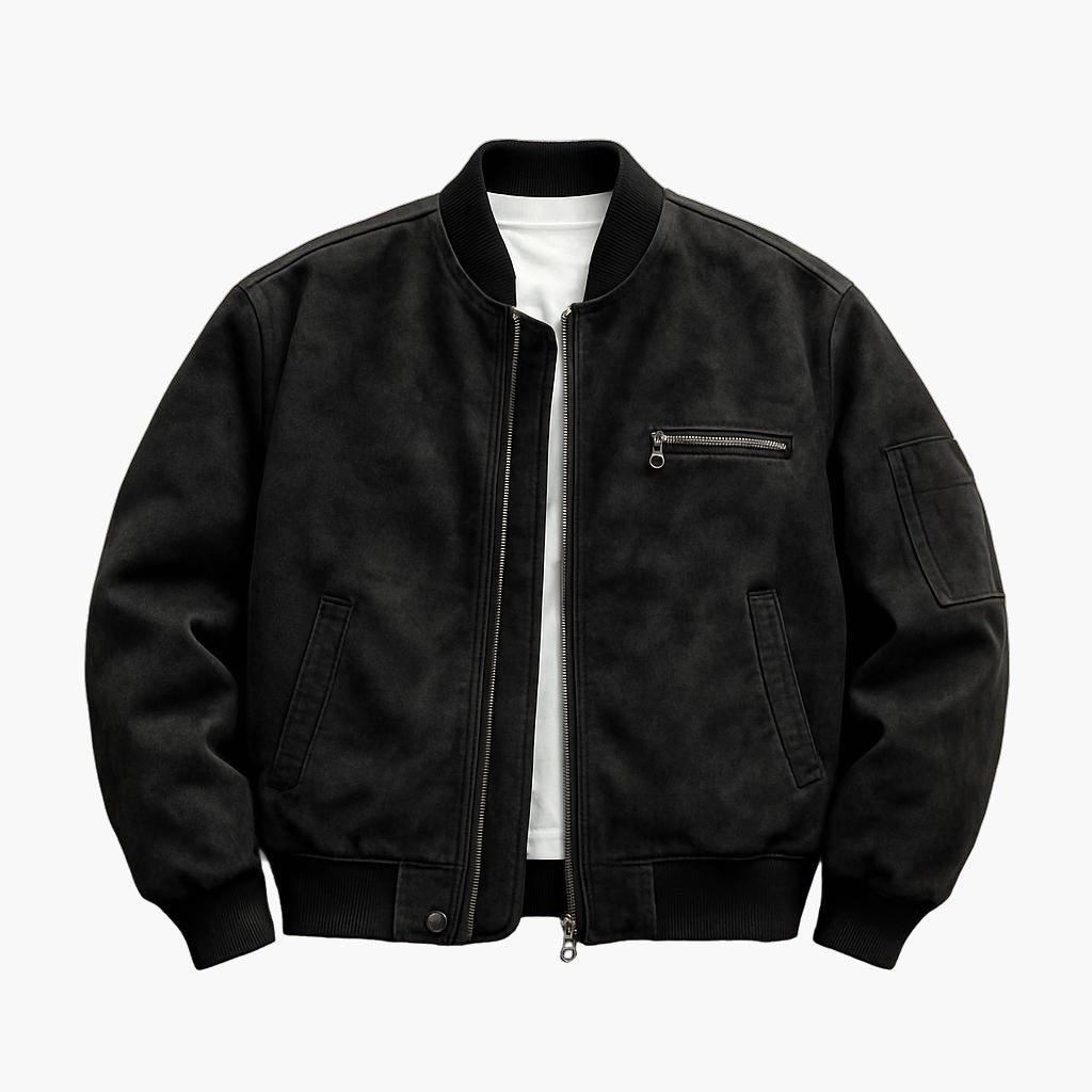 Men’s PU Leather Biker Jacket – Full-Zip Retro Motorcycle Coat