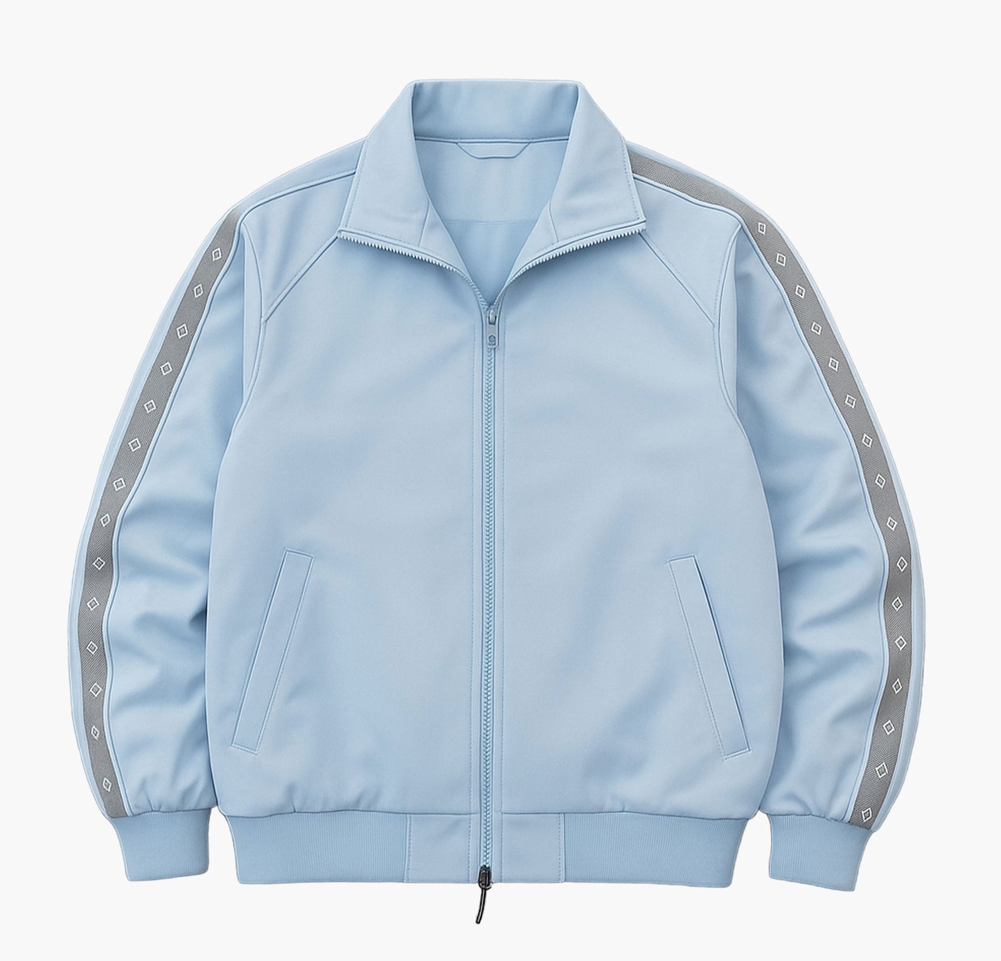 Men’s Lightweight Bomber Jacket – Beige Zip-Up with Golden Accents