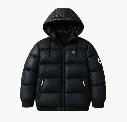 Men’s Reversible Hooded Jacket – Shiny Windproof Thick Winter Outerwear