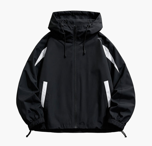 Men’s Lightweight Windproof Jacket – Hooded Burgundy Zip-Up Windbreaker