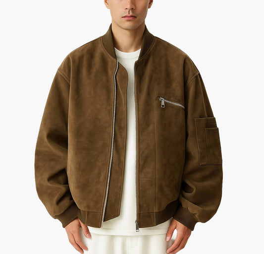 Men’s PU Leather Biker Jacket – Full-Zip Vintage Motorcycle Coat