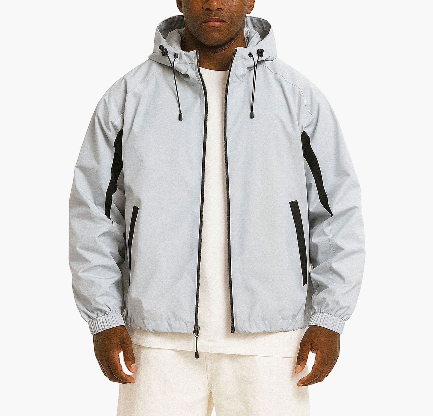 Men’s Windproof Hooded Jacket – Lightweight Burgundy Zip-Up Windbreaker