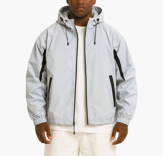 Men’s Windproof Hooded Jacket – Lightweight Burgundy Zip-Up Windbreaker