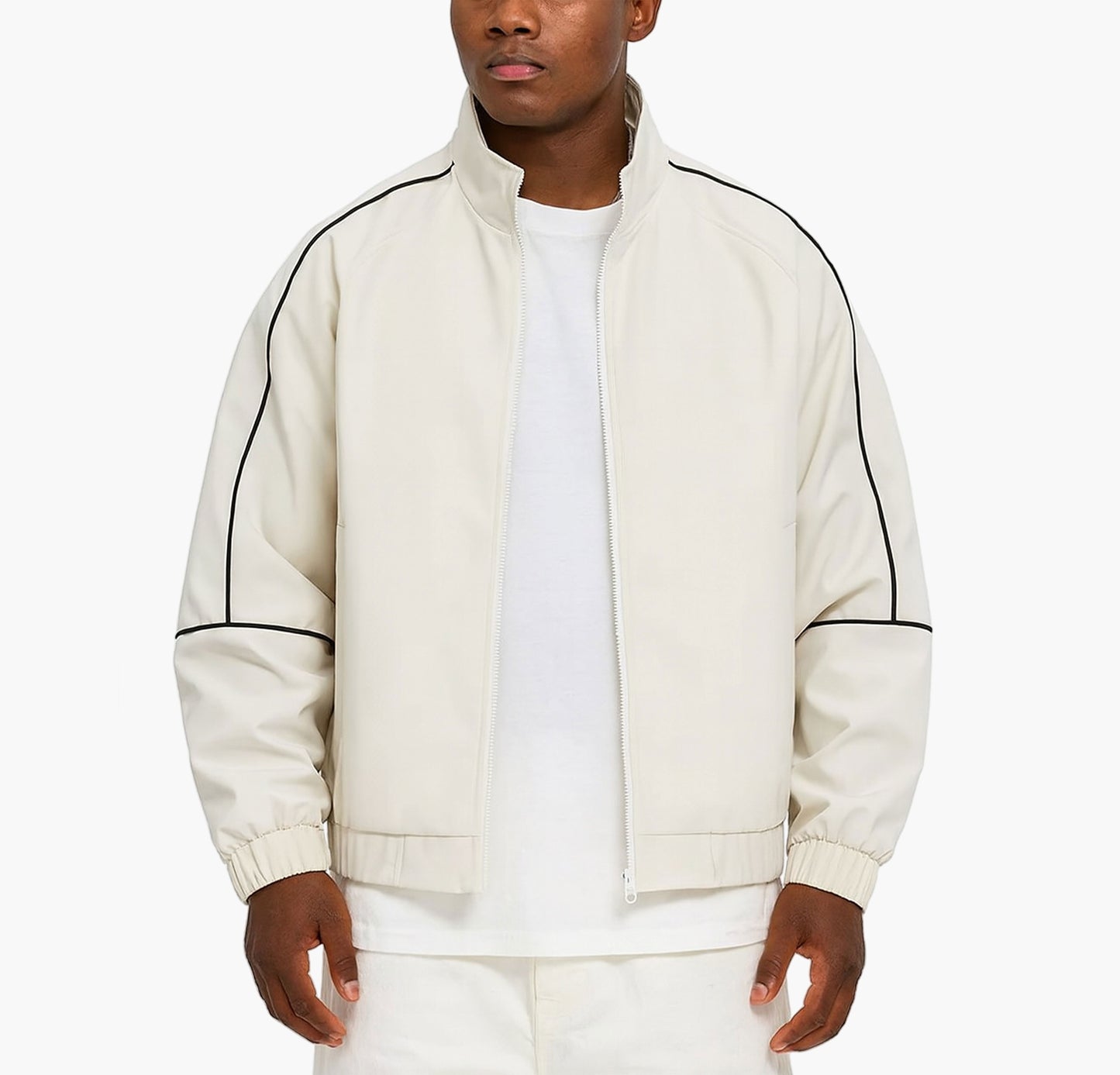 Men’s & Unisex Color Block Jacket – Striped Zip-Up with Ribbed Cuffs