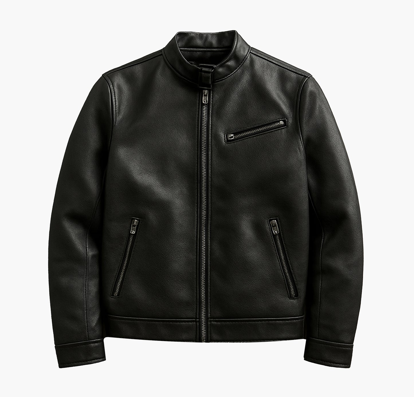 Men’s PU Leather Jacket – Stand Collar Punk Style Motorcycle Coat