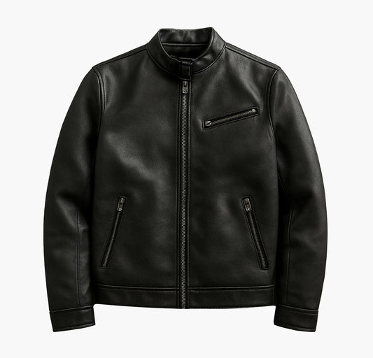 Men’s PU Leather Jacket – Stand Collar Punk Style Motorcycle Coat