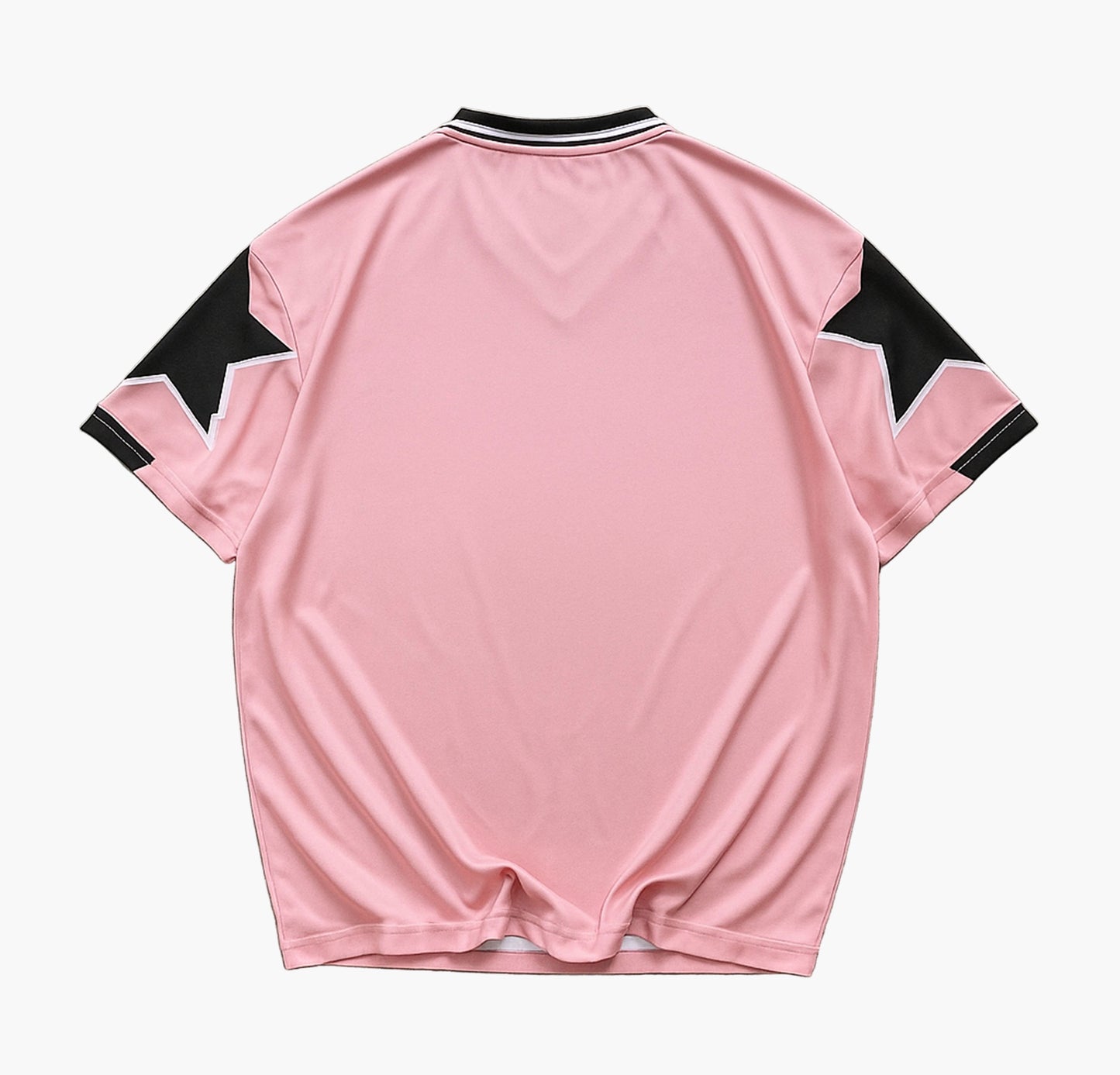 Men’s Pink Streetwear Shirt – Relaxed Fit with Black & White Contrast Trim