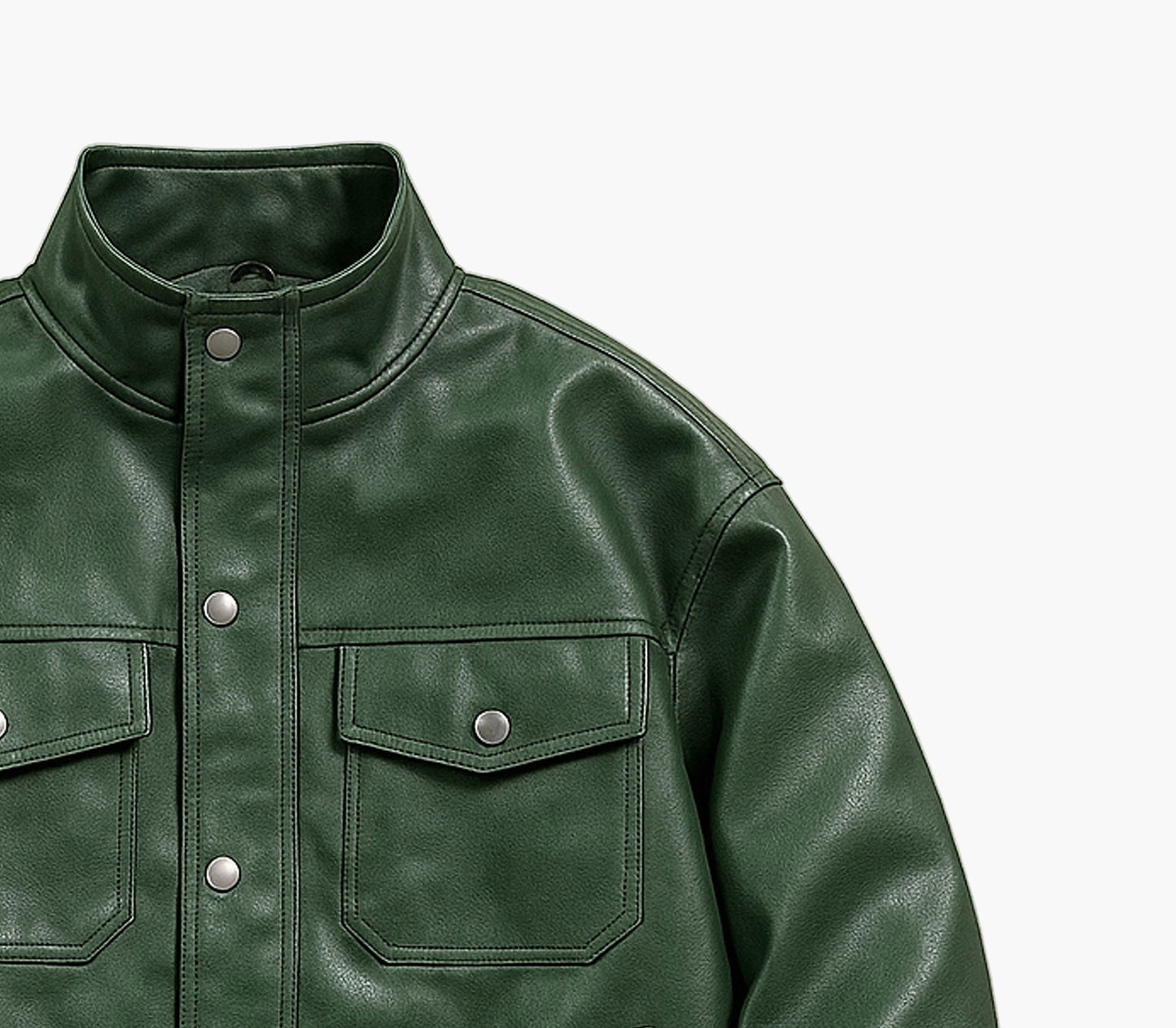 Men’s Luxury Jacket – Full-Zip Stand Collar Long Coat with Glossy Finish