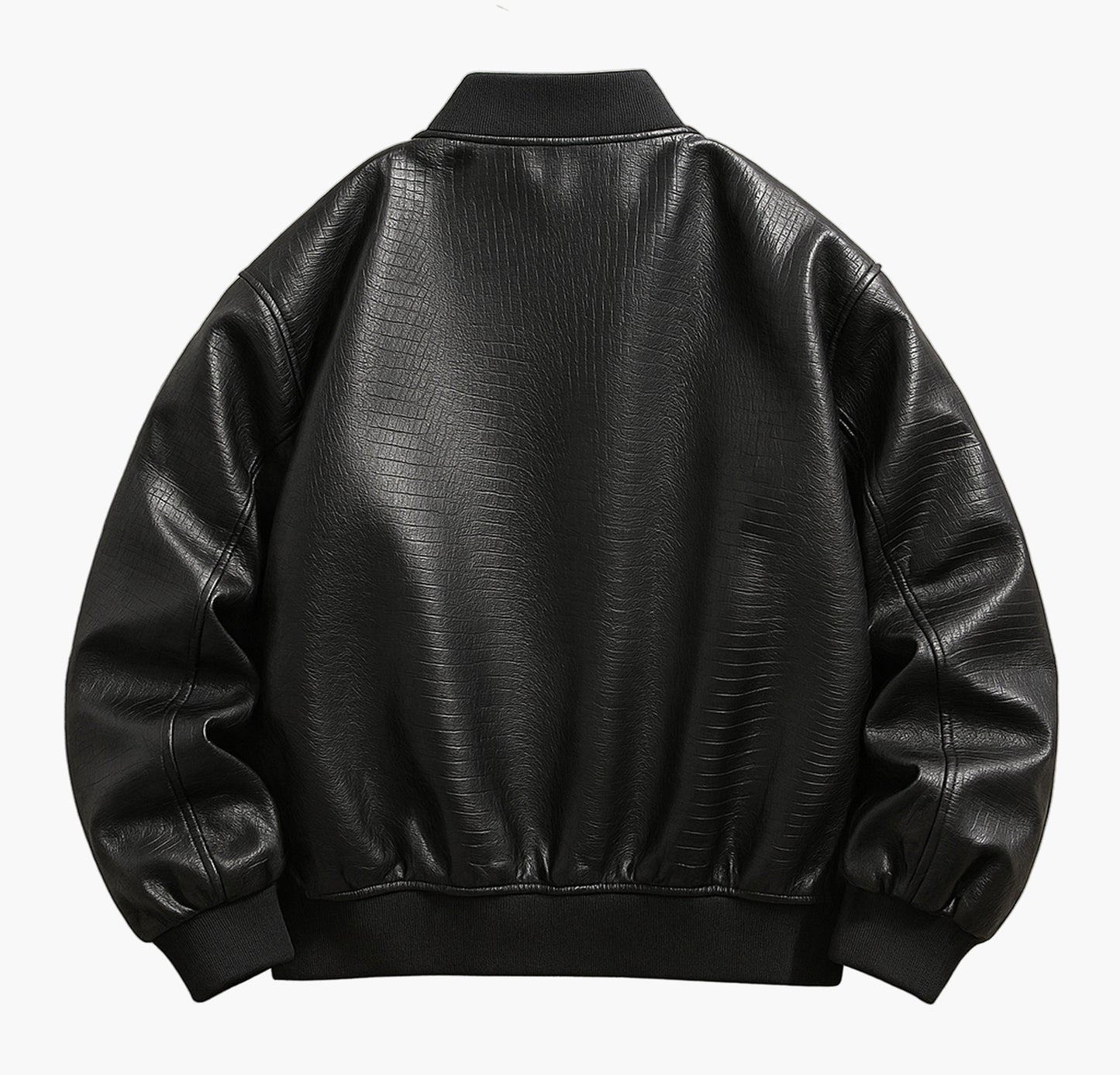 Men’s Black Business Casual Jacket – Thickened Warm Zip-Up with Drop Shoulder