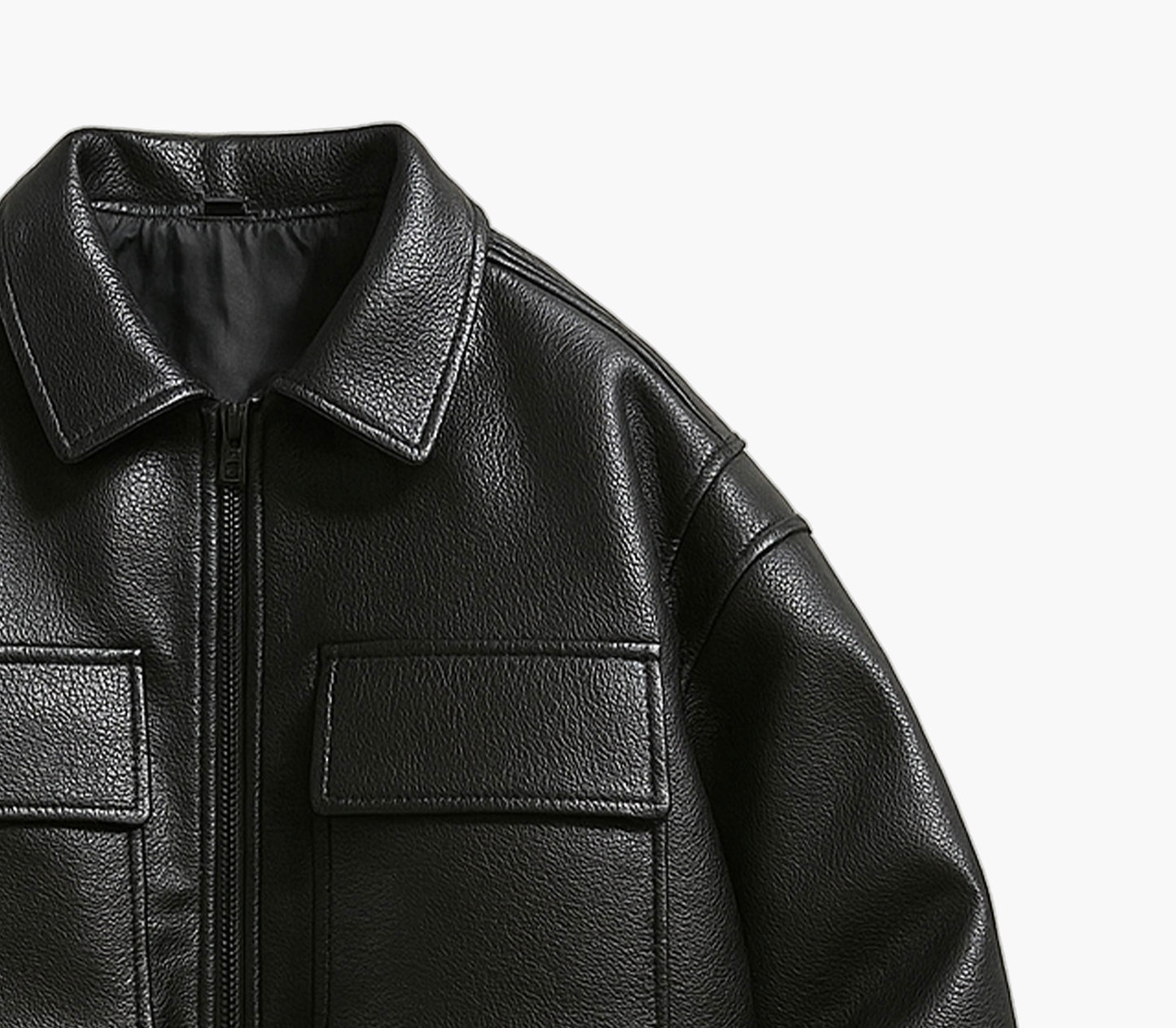 Men’s PU Leather Motorcycle Jacket – Full-Zip Biker Style Coat