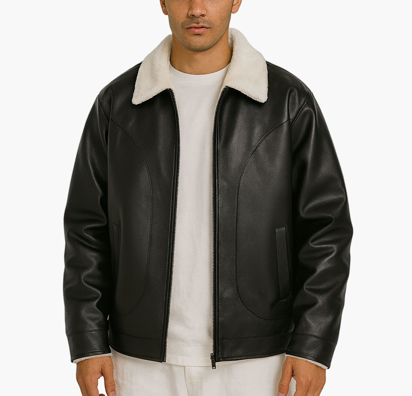 Men’s Fleece-Lined Jacket – Casual Zip-Up Autumn Winter Coat