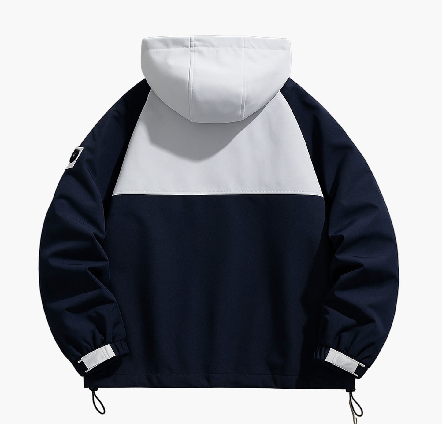 Men’s Turquoise & White Ski Jacket – Hooded Winter Coat with Full-Zip Closure