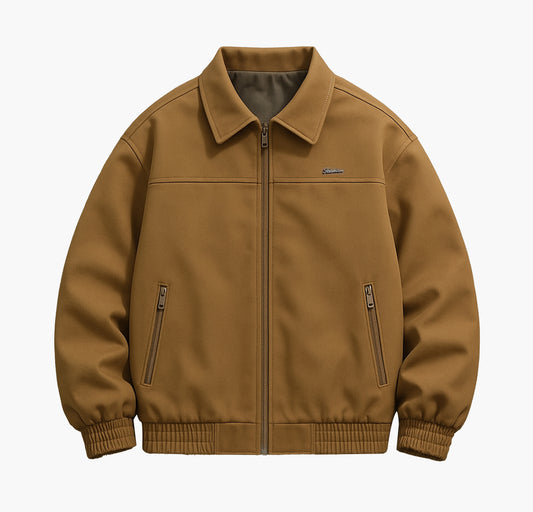 Men’s PU Leather Jacket – Turn-Collar Cleanfit Biker Coat