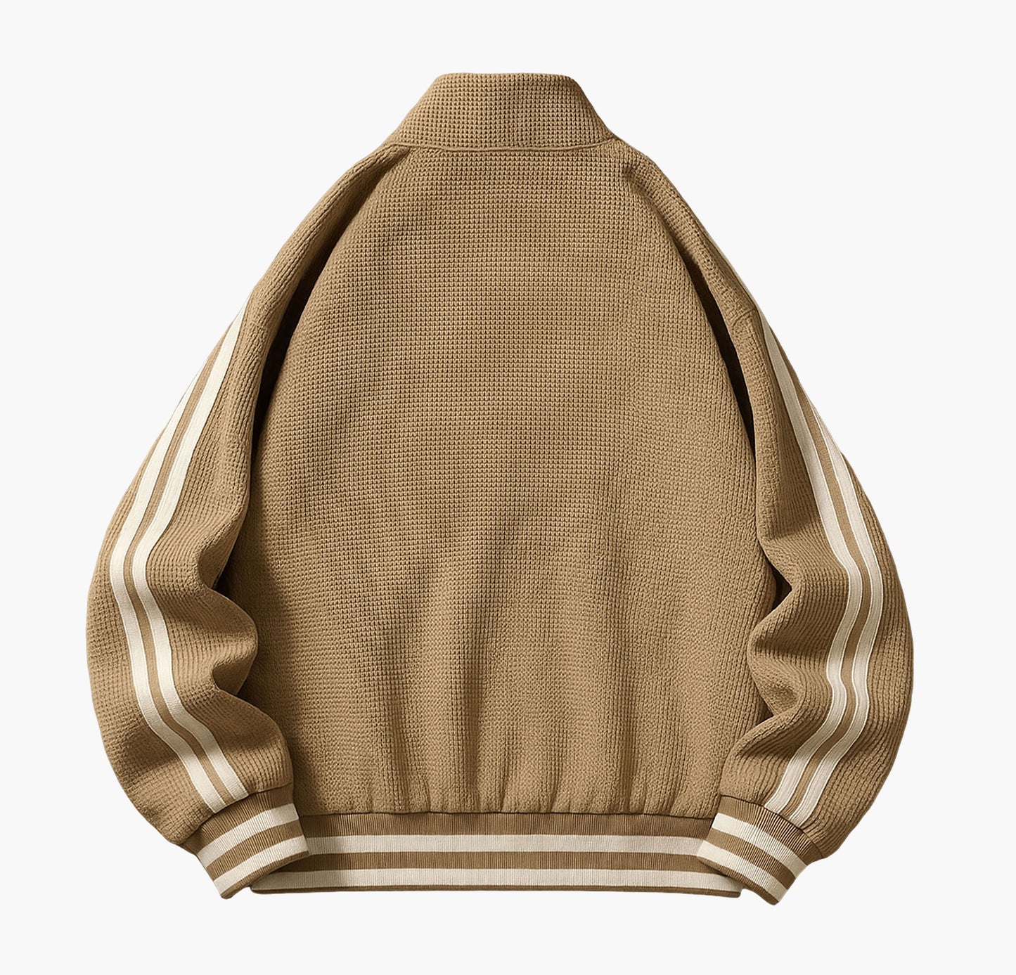 Men’s Lightweight Bomber Jacket – Black Zip-Up with White Stripes & Logo