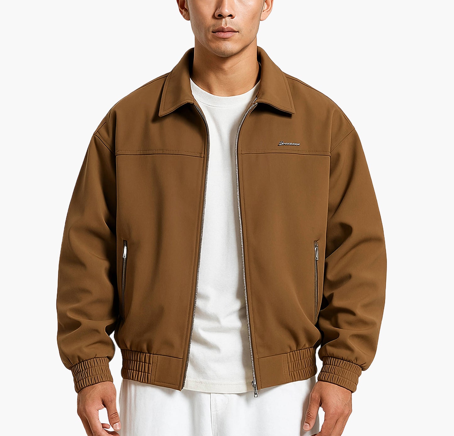 Men’s PU Leather Jacket – Turn-Collar Cleanfit Biker Coat