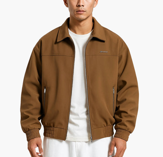 Men’s PU Leather Jacket – Turn-Collar Cleanfit Biker Coat