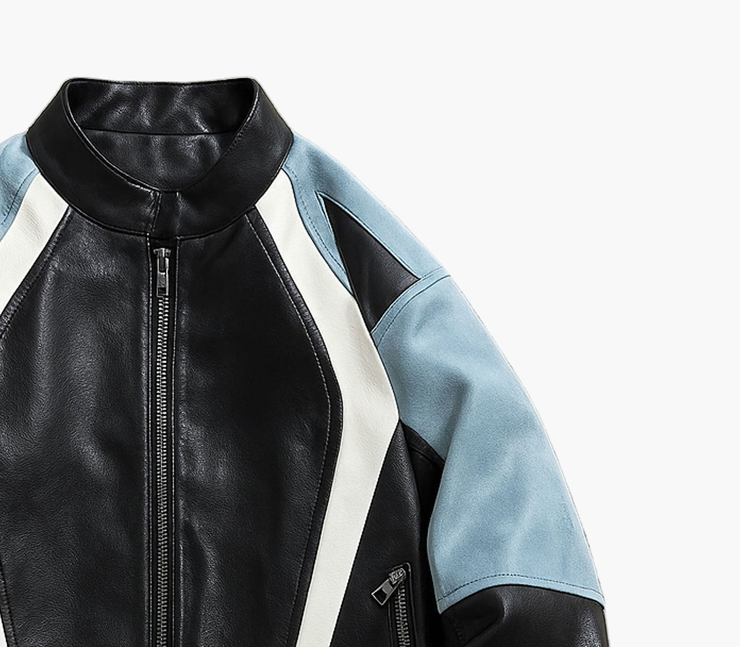 Men’s Geometric Print Jacket – Color-Matching Zip-Up with Lapel & Pockets