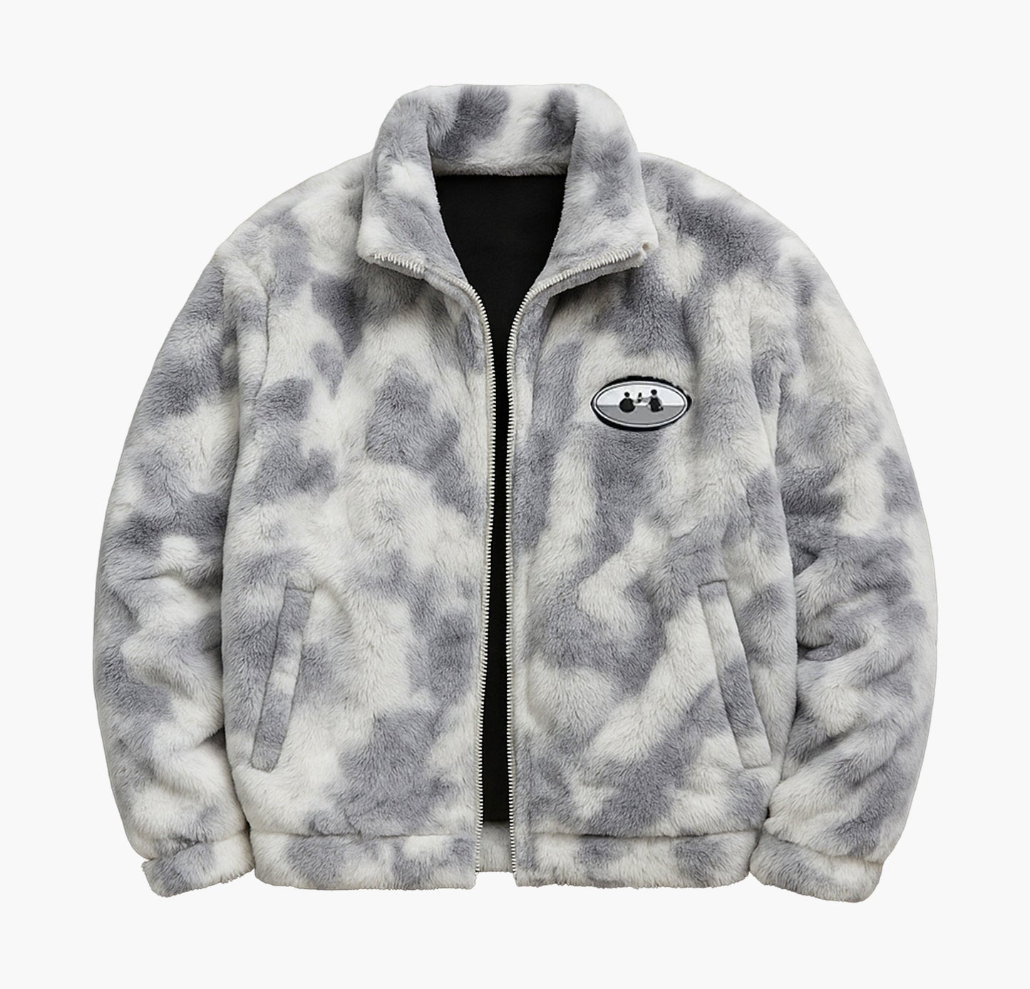 Men’s Plush Fleece Jacket – Soft Stand Collar Winter Coat