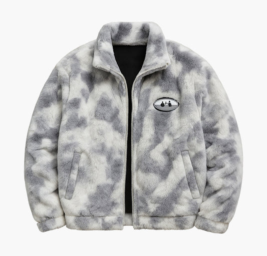 Men’s Plush Fleece Jacket – Soft Stand Collar Winter Coat