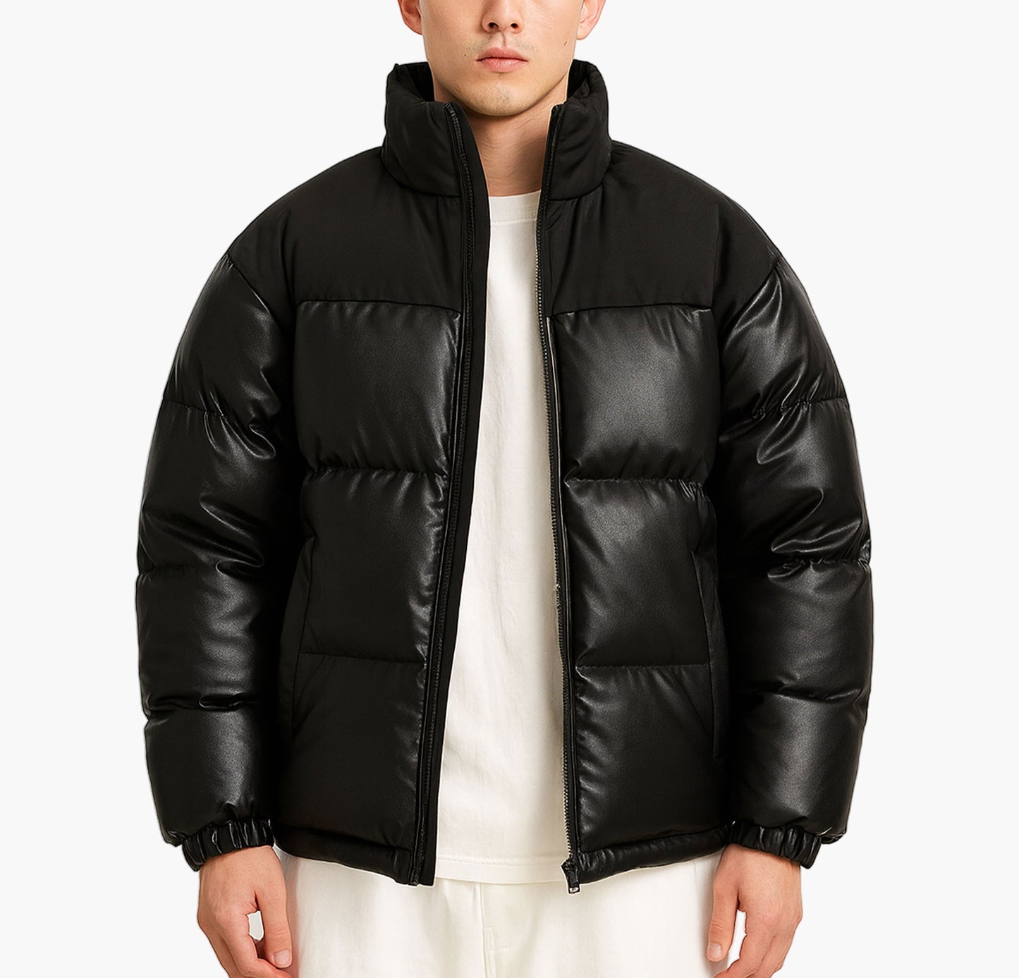 Men’s Insulated Winter Jacket – Zip-Up Stand Collar Coat