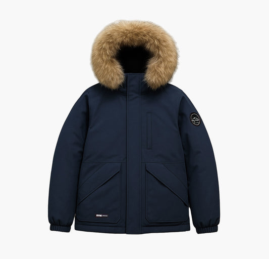 Men’s Hooded White Duck Down Jacket – Lightweight Windproof Outdoor Coat