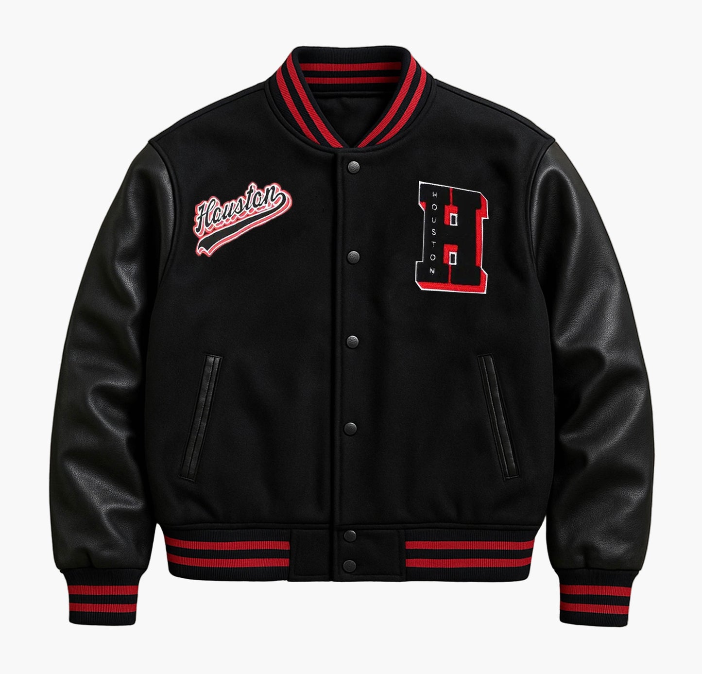Men’s Varsity Jacket – Red Embroidered Letterman Coat
