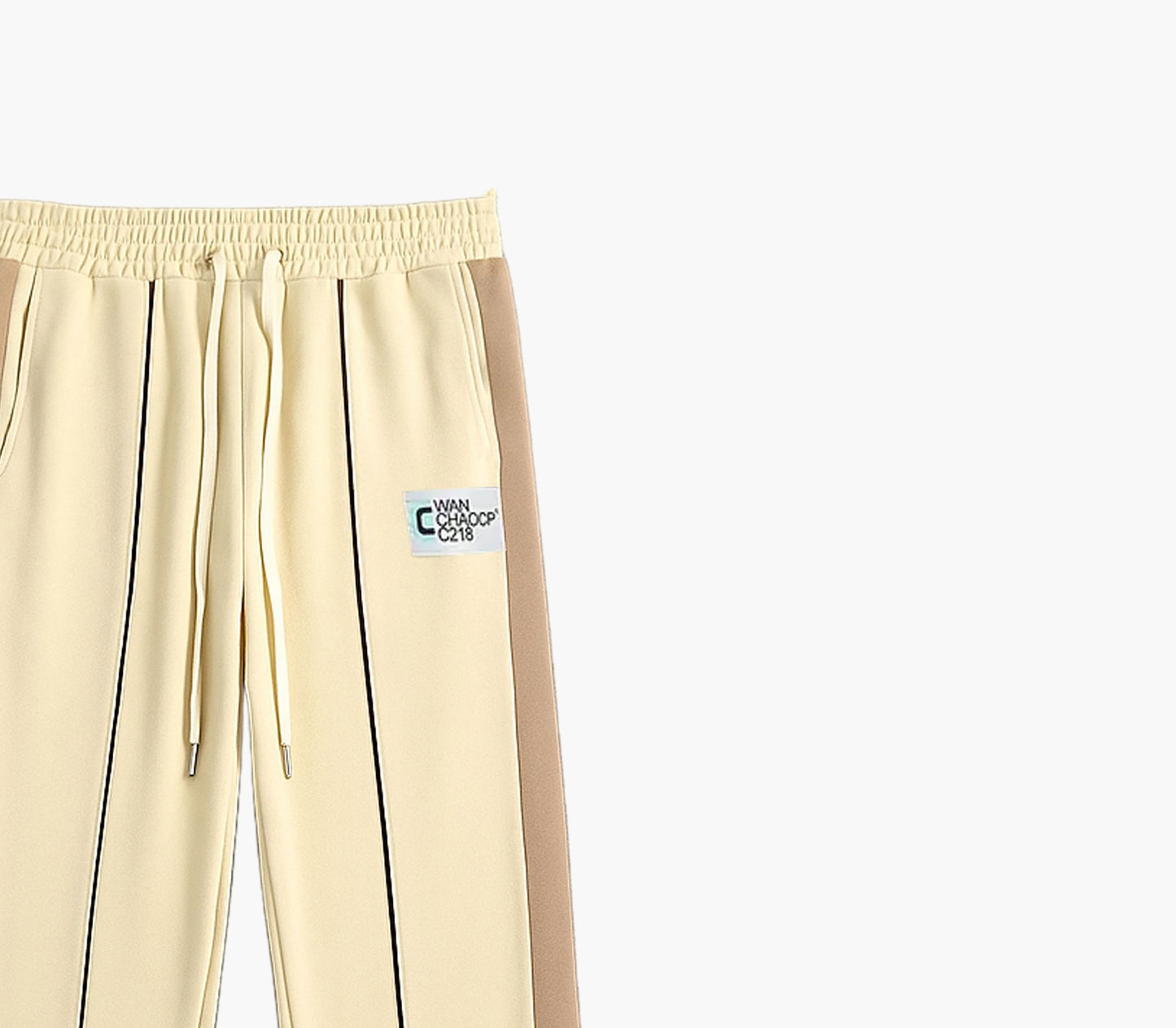 Men’s Retro Striped Jogger Pants – Light Blue & White Drawstring Casual Trousers