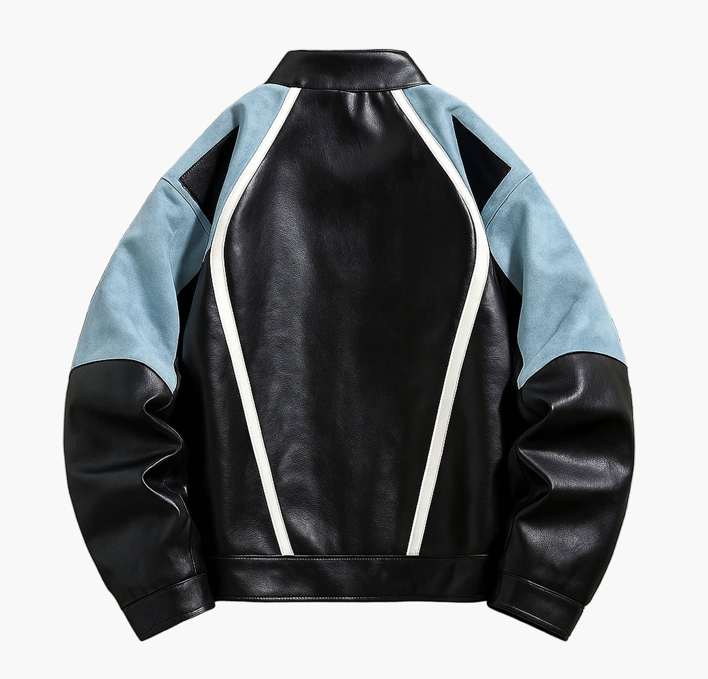 Men’s Geometric Print Jacket – Color-Matching Zip-Up with Lapel & Pockets