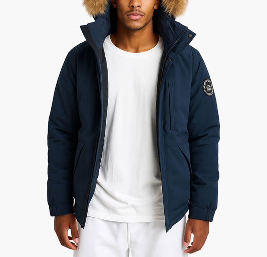 Men’s Hooded White Duck Down Jacket – Lightweight Windproof Outdoor Coat