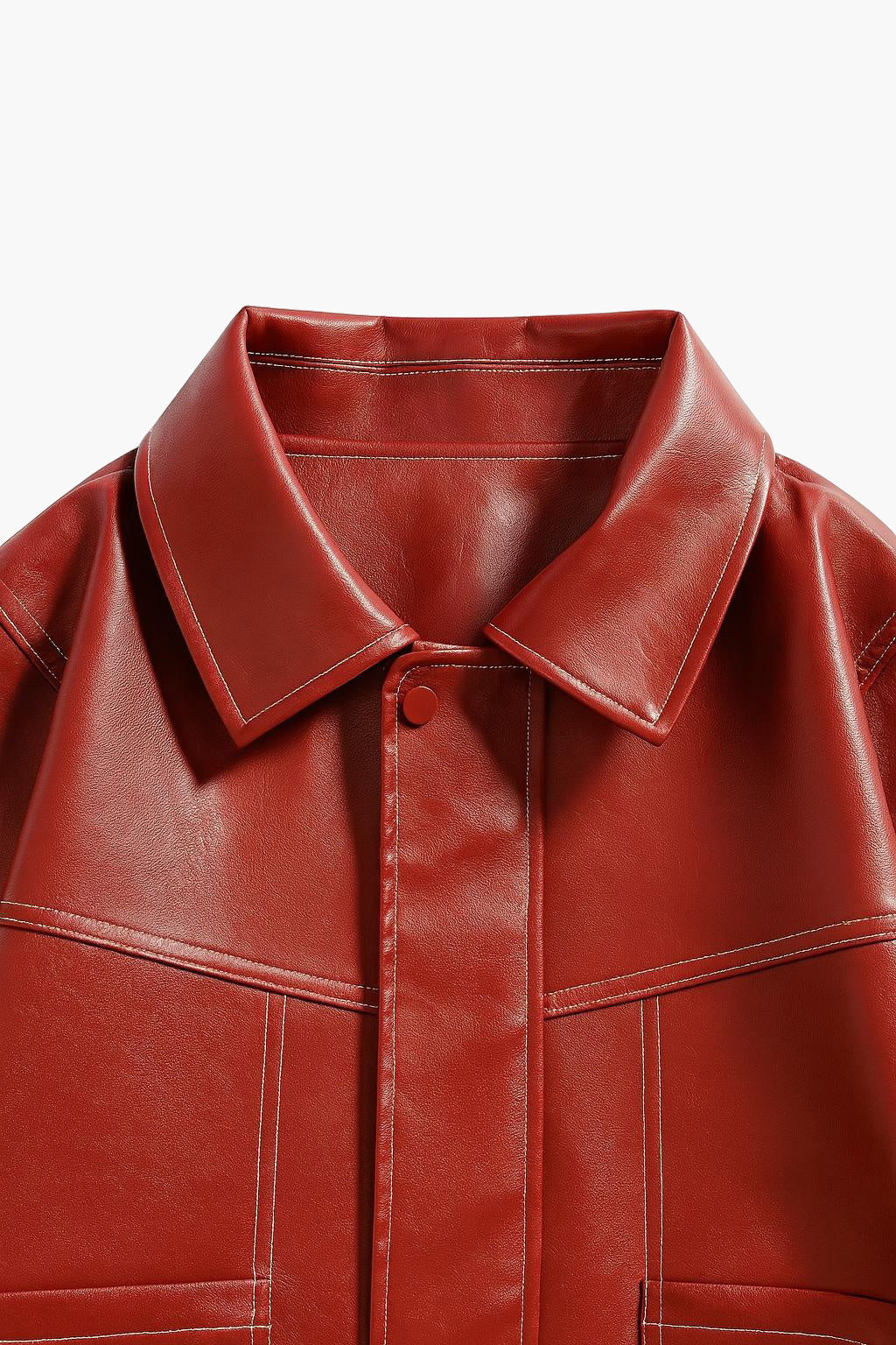 Men’s PU Motorcycle Jacket – Zip-Up Turn-Collar Outerwear