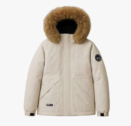 Men’s Hooded White Duck Down Jacket – Lightweight Windproof Winter